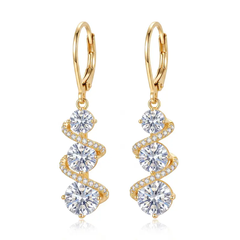 Gold Spiral Sparkle Drop Earrings
