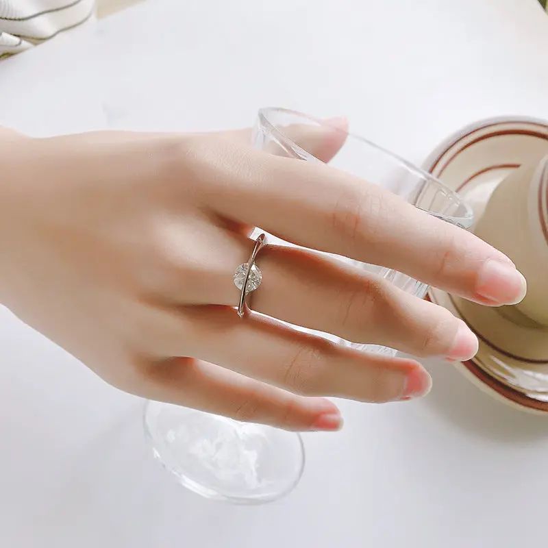 Floating Stone Silver Ring