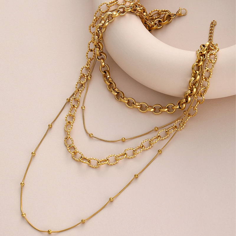 Gold Mixed Chain Layered Necklace