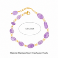 Purple Stone Pearl Beaded Bracelet