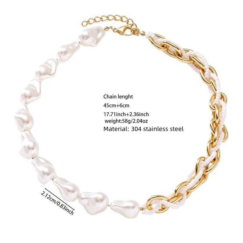 Pearl Gold Chain Statement Necklace