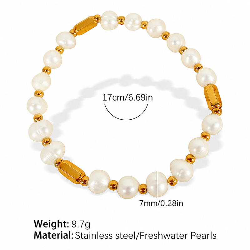 Gold Accent Pearl Beaded Bracelet