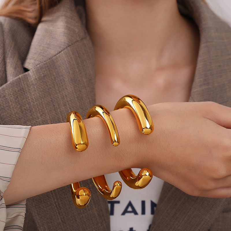 Sculptural Gold Cuff Bracelet