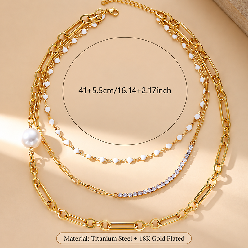 Gold Heart Layered Chain Necklace
