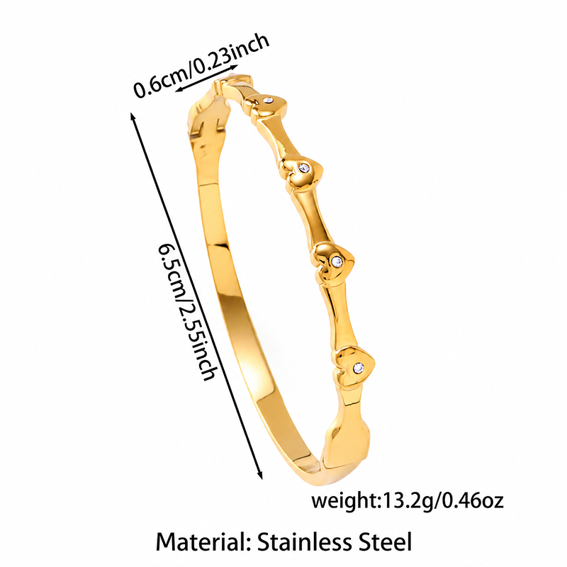 Sparkling Heart Gold Bangle Bracelet