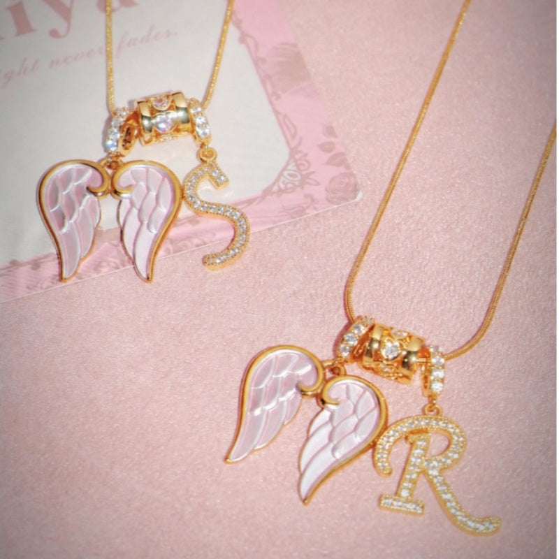 Angel Wing Initial Necklace
