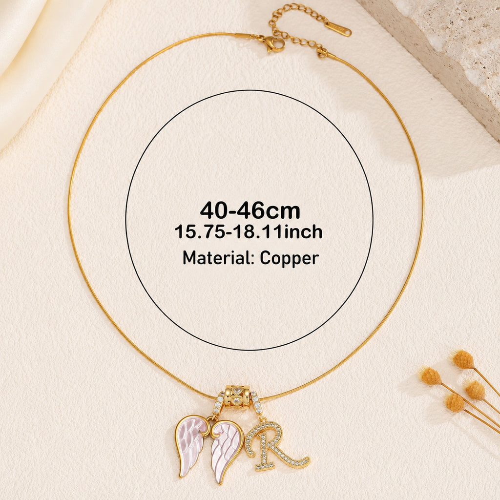 Angel Wing Initial Necklace