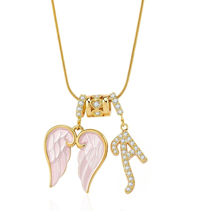 Angel Wing Initial Necklace