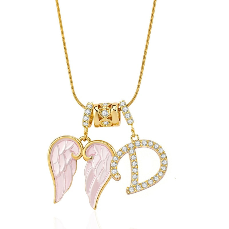 Angel Wing Initial Necklace