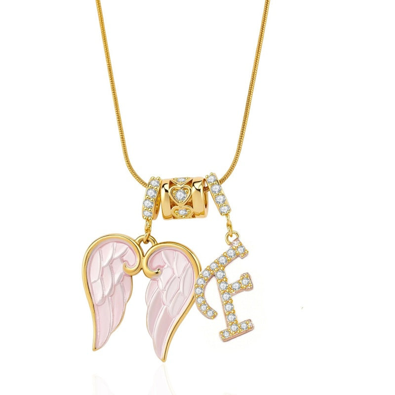 Angel Wing Initial Necklace