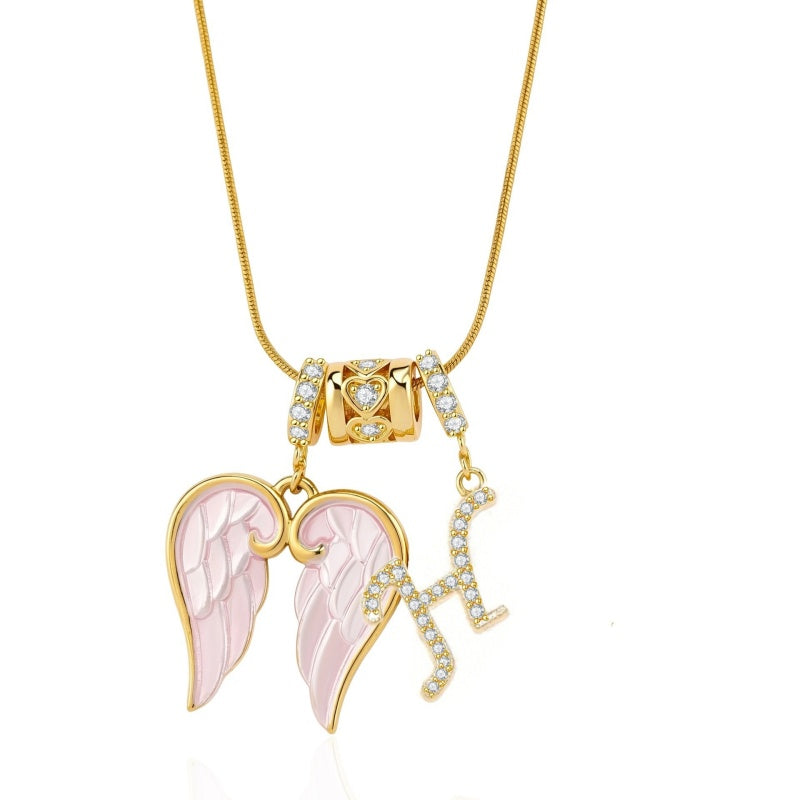 Angel Wing Initial Necklace