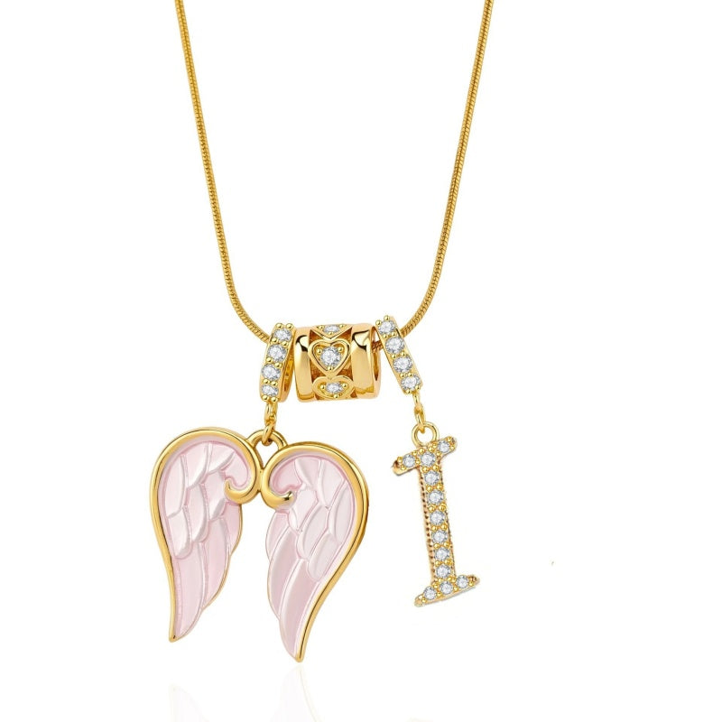 Angel Wing Initial Necklace