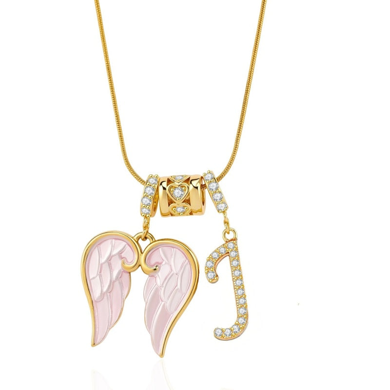 Angel Wing Initial Necklace