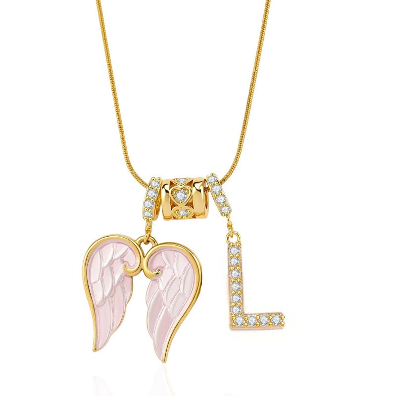 Angel Wing Initial Necklace