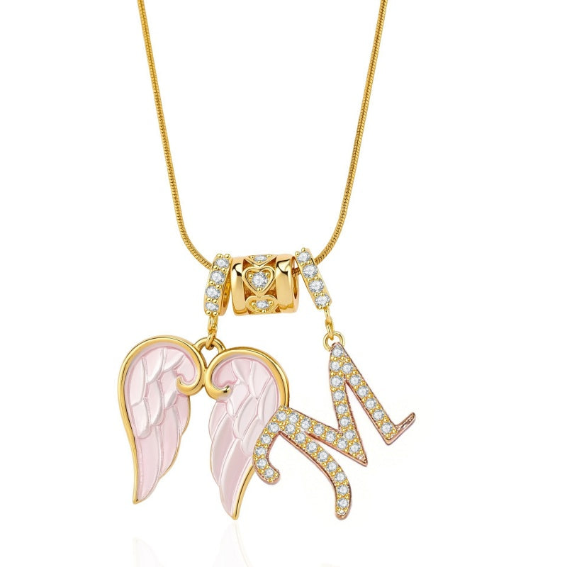 Angel Wing Initial Necklace