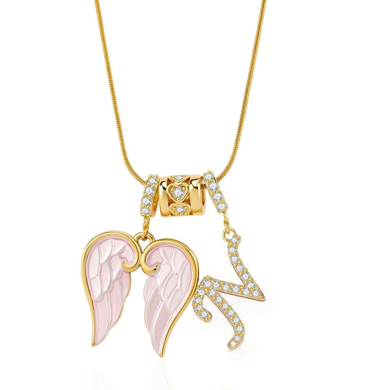 Angel Wing Initial Necklace
