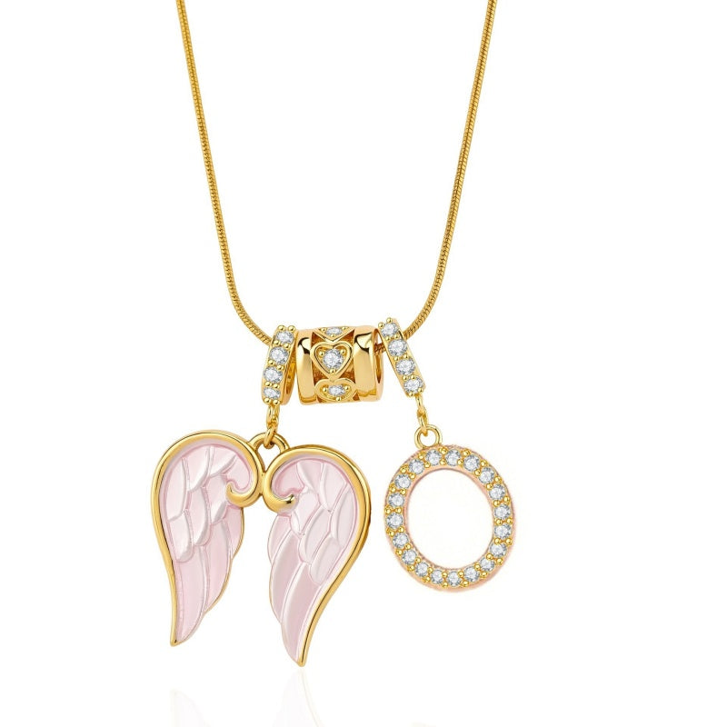 Angel Wing Initial Necklace