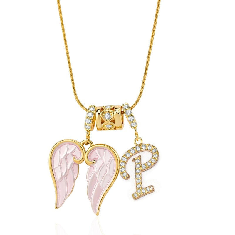 Angel Wing Initial Necklace