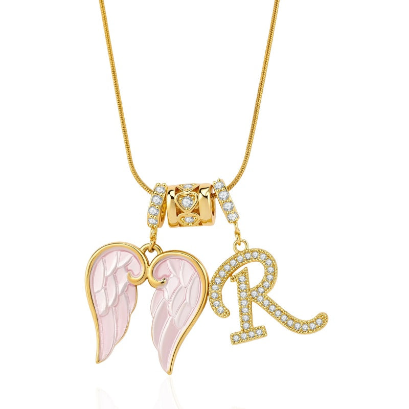 Angel Wing Initial Necklace