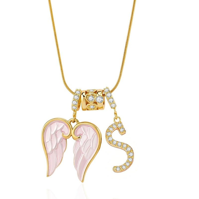 Angel Wing Initial Necklace