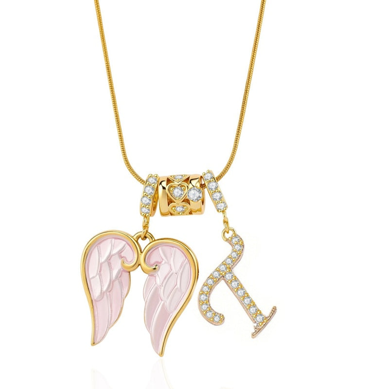 Angel Wing Initial Necklace