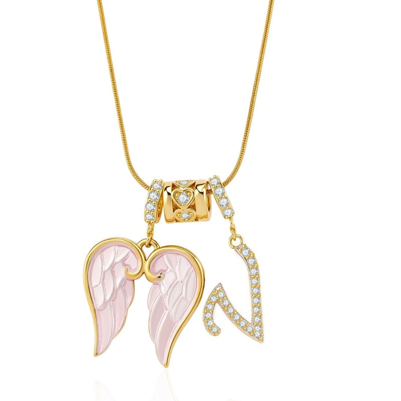 Angel Wing Initial Necklace