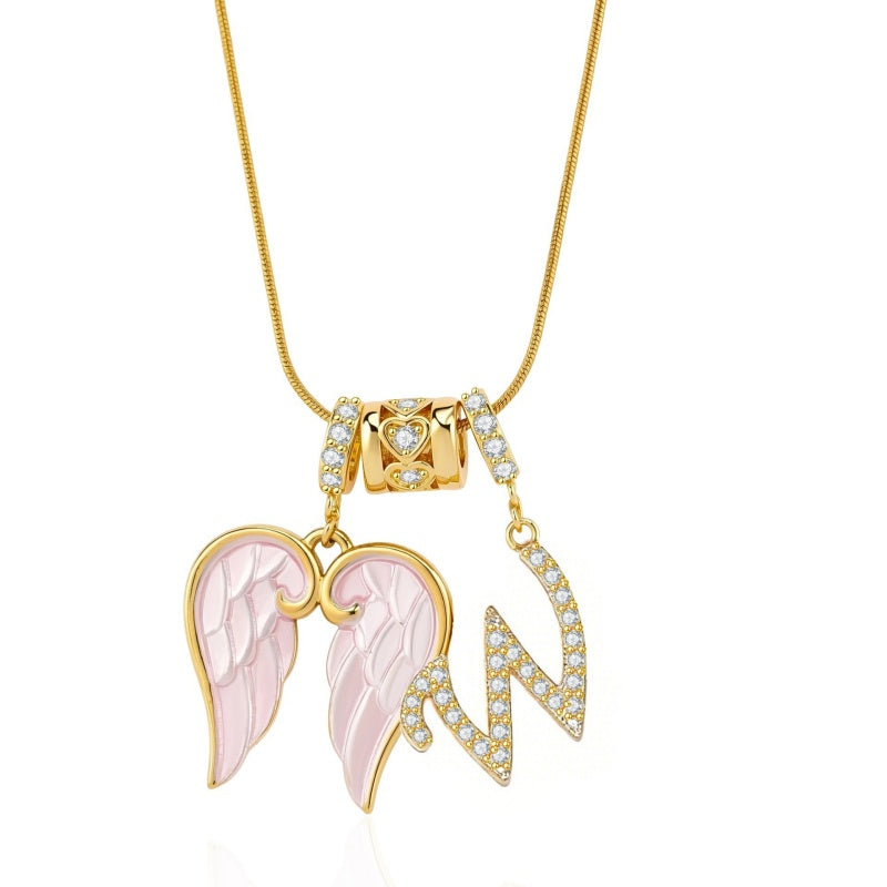 Angel Wing Initial Necklace