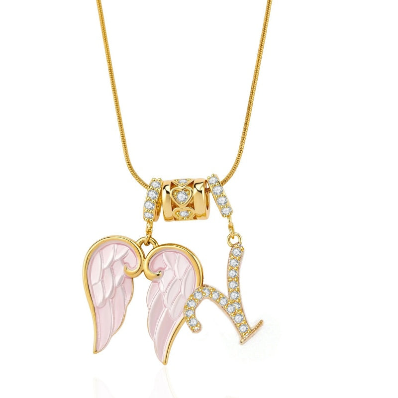 Angel Wing Initial Necklace