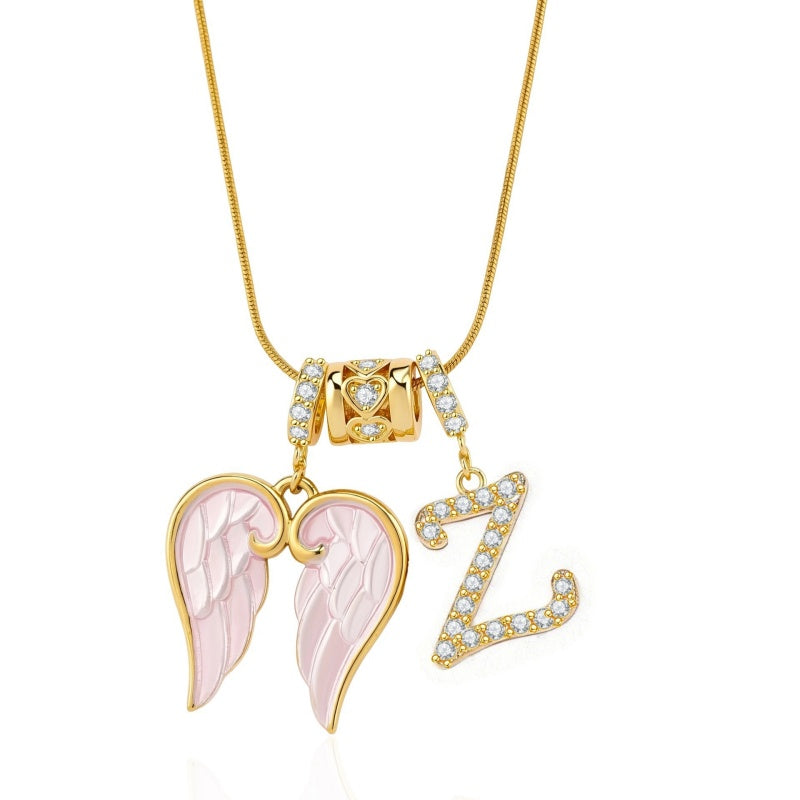 Angel Wing Initial Necklace