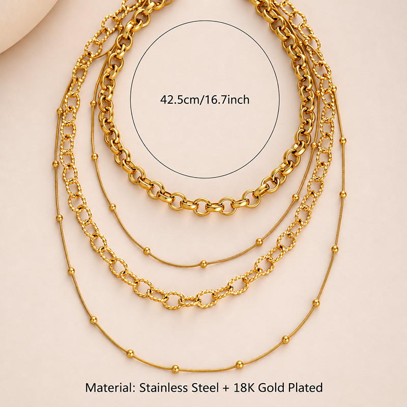 Gold Mixed Chain Layered Necklace