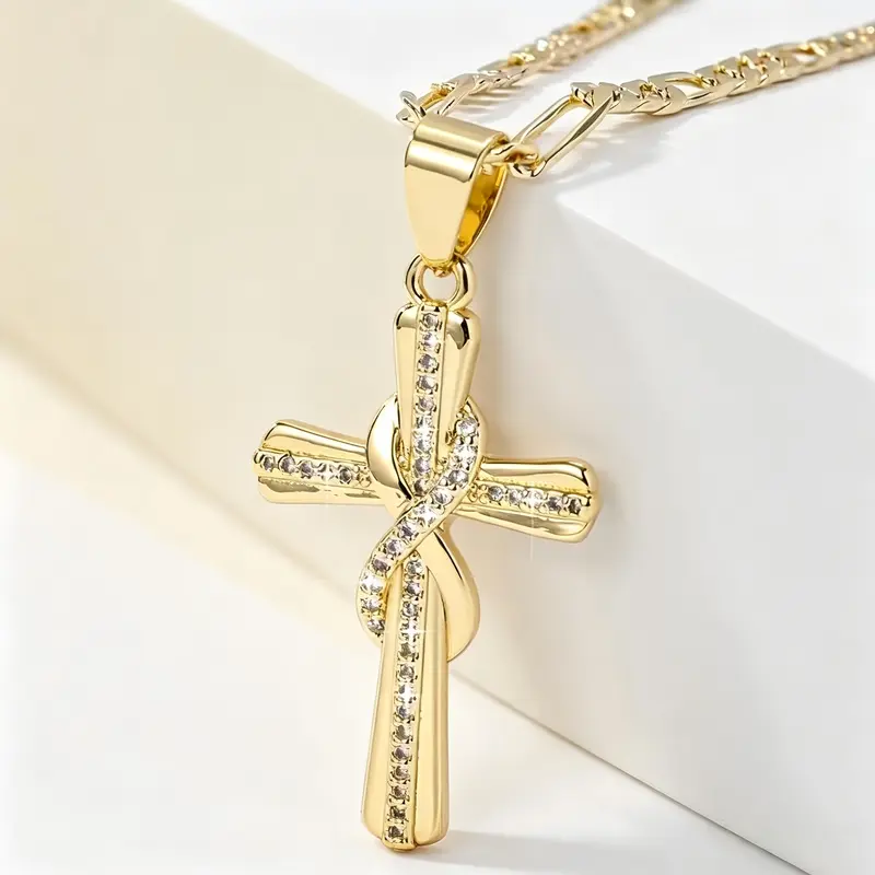 Intertwined Gold Cross Necklace