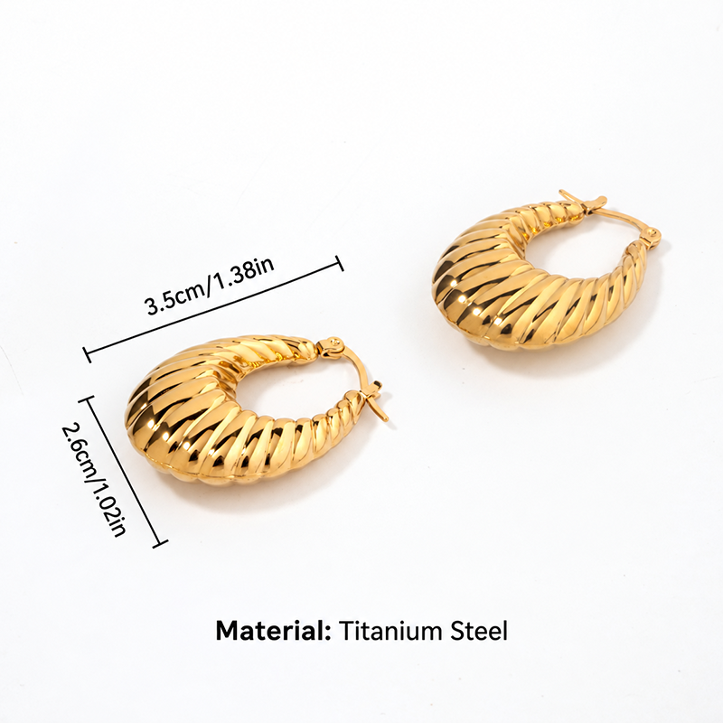 Chunky Ribbed Gold Hoop Earrings