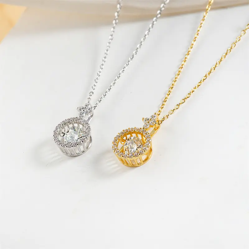 Round Halo Pendant Necklace