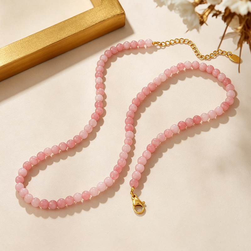Blush Pink Beaded Necklace