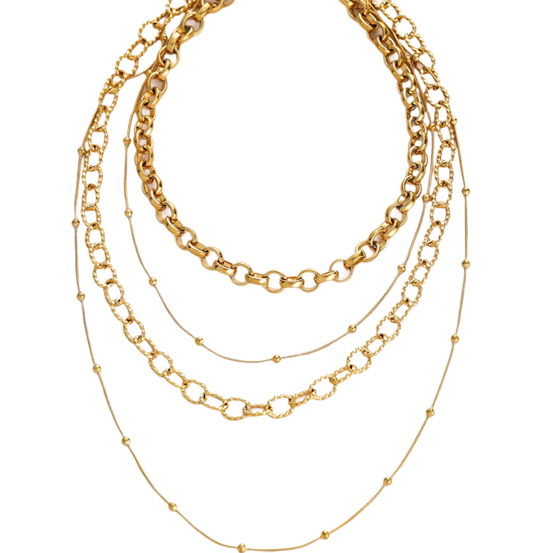 Gold Mixed Chain Layered Necklace