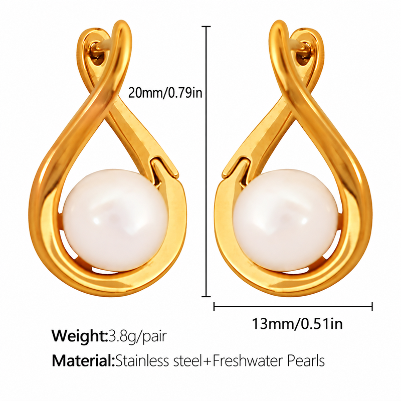 Gold Pearl Teardrop Earrings