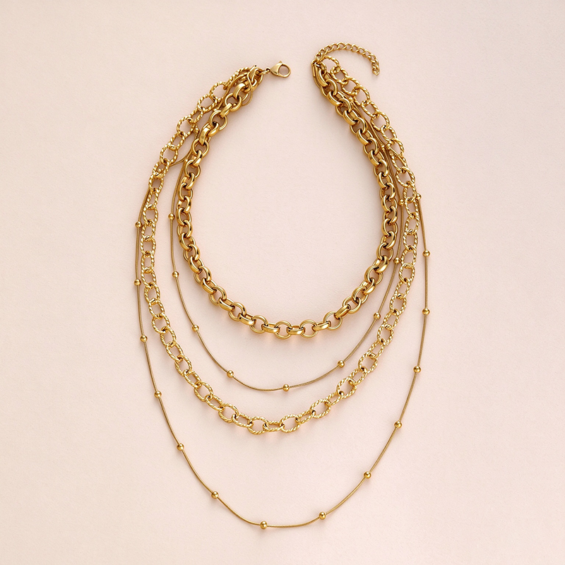 Gold Mixed Chain Layered Necklace