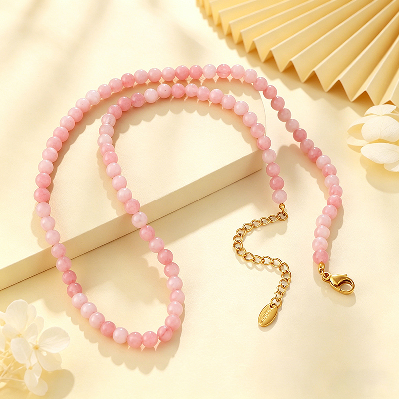 Blush Pink Beaded Necklace