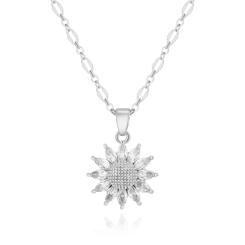 Floral Sparkle Pendant Necklace