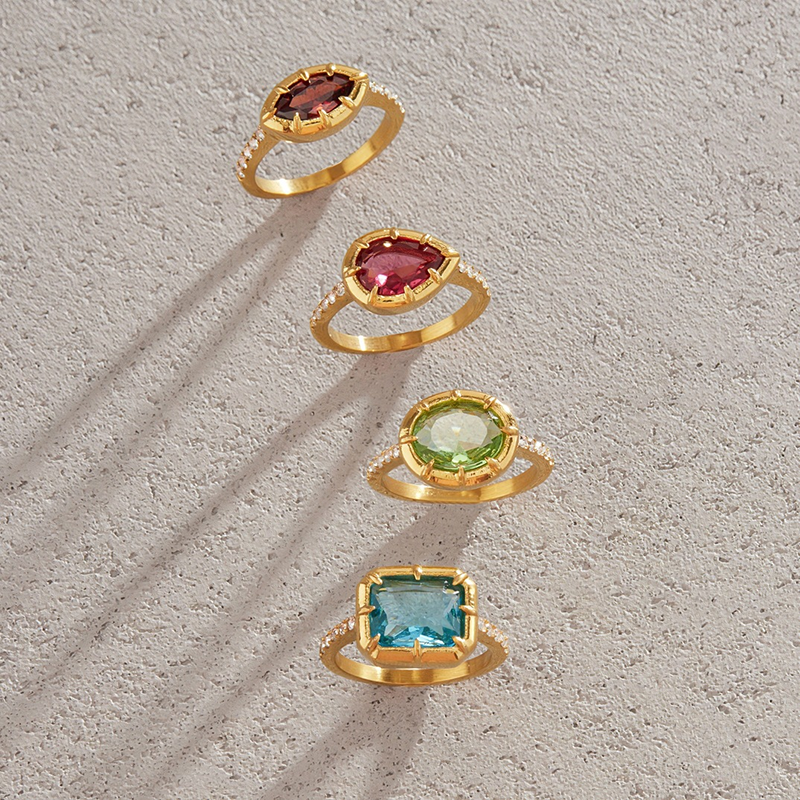 Colorful Stone Gold Statement Ring