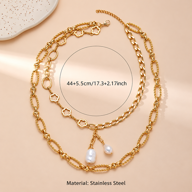 Vintage Gold Floral Charm Necklace