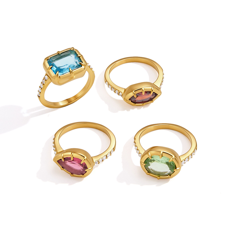 Colorful Stone Gold Statement Ring