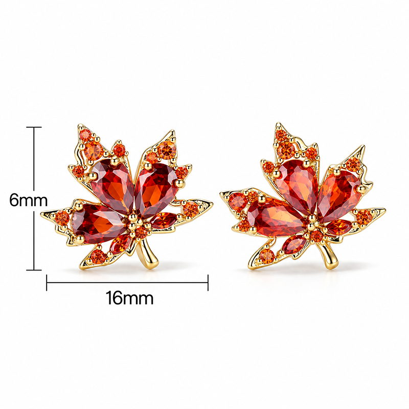 Maple Leaf Crystal Drop Earrings