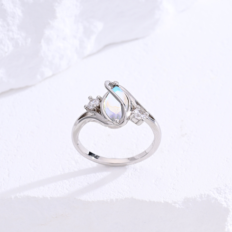 Iridescent Swirl Silver Ring