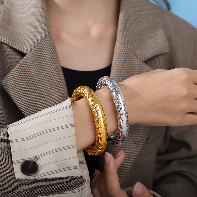 Sculptural Textured Cuff Bracelet