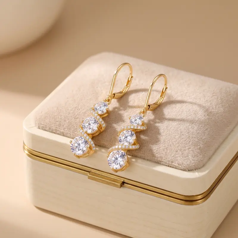 Gold Spiral Sparkle Drop Earrings