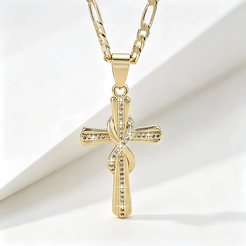 Intertwined Gold Cross Necklace