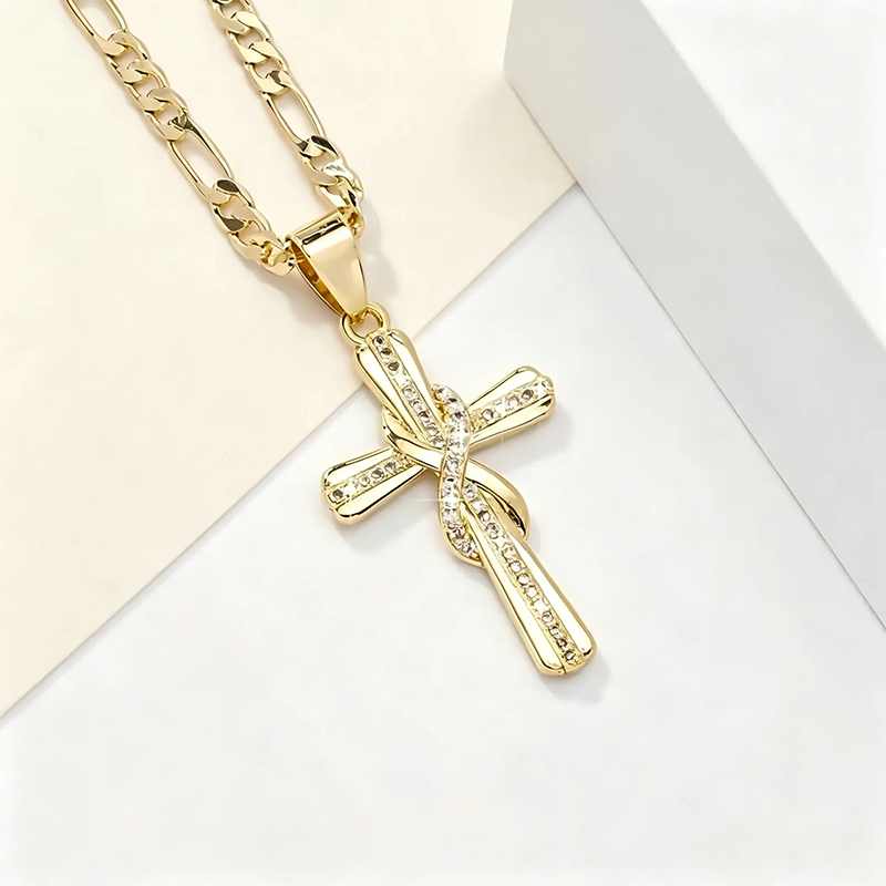 Intertwined Gold Cross Necklace