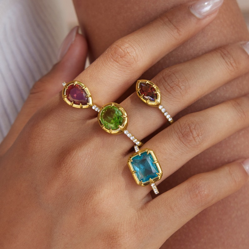 Colorful Stone Gold Statement Ring