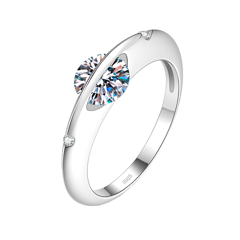 Floating Stone Silver Ring